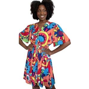 LORRAINE || PATTERNED MIDI DRESS || MULTICOLORED || SIZE: 14